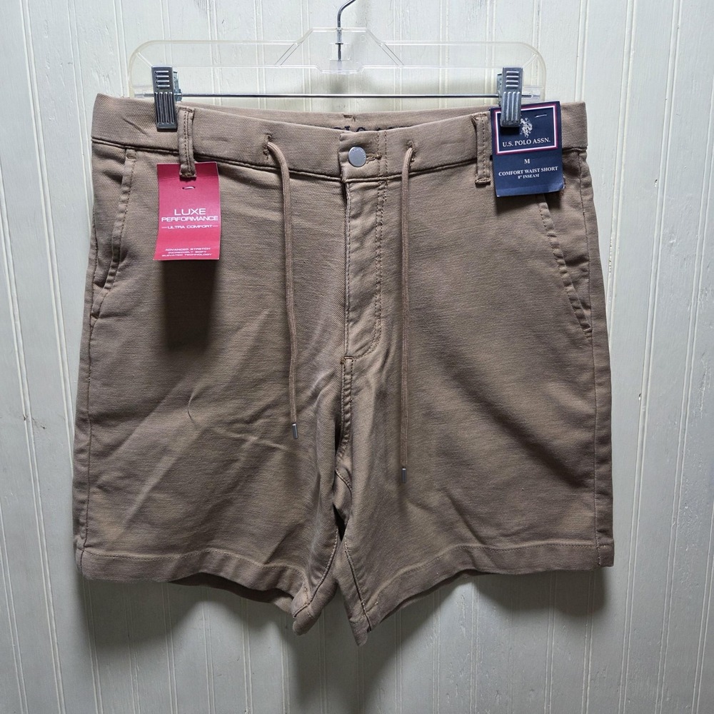 U.S. Polo Assn. Shorts Mens‎ Medium Beige Comfort Waist Chino Casual 8 Inseam